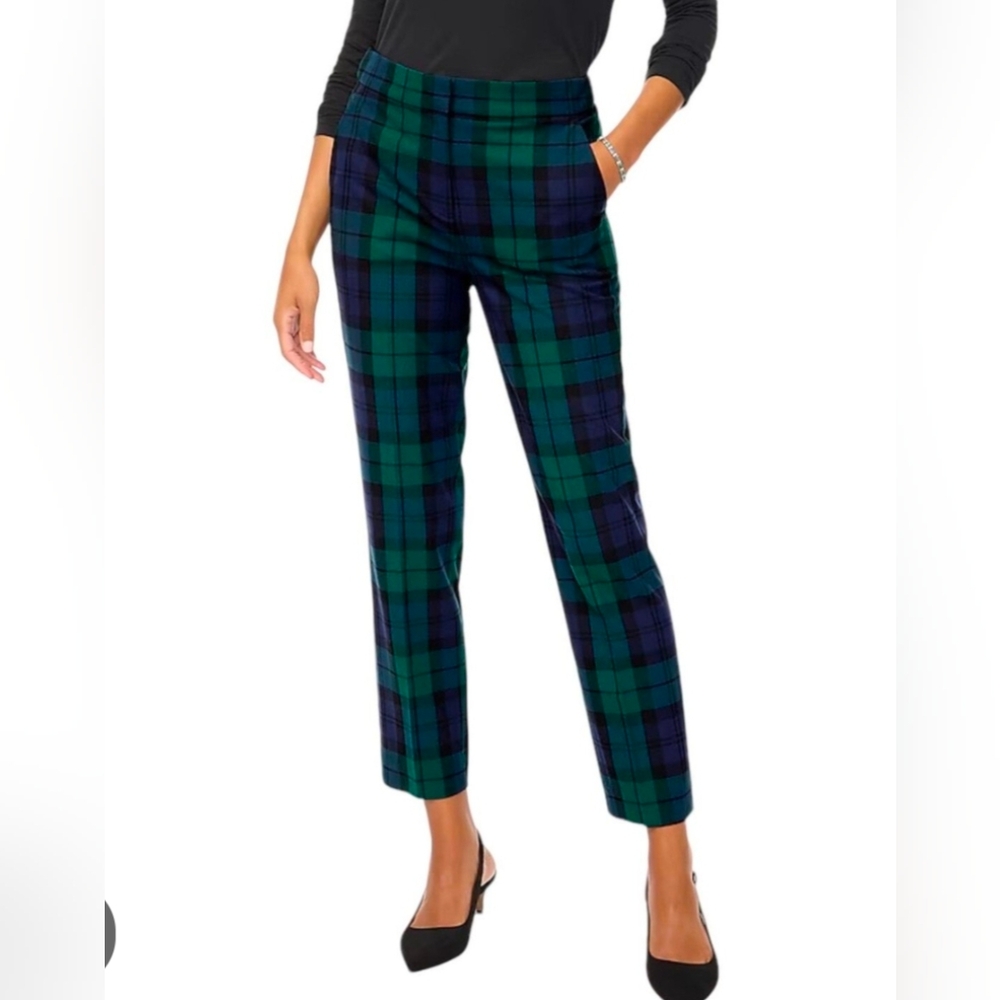 vintage Chatham Sz 2 Green MultiColor Plaid Lightweight Ankle Pants